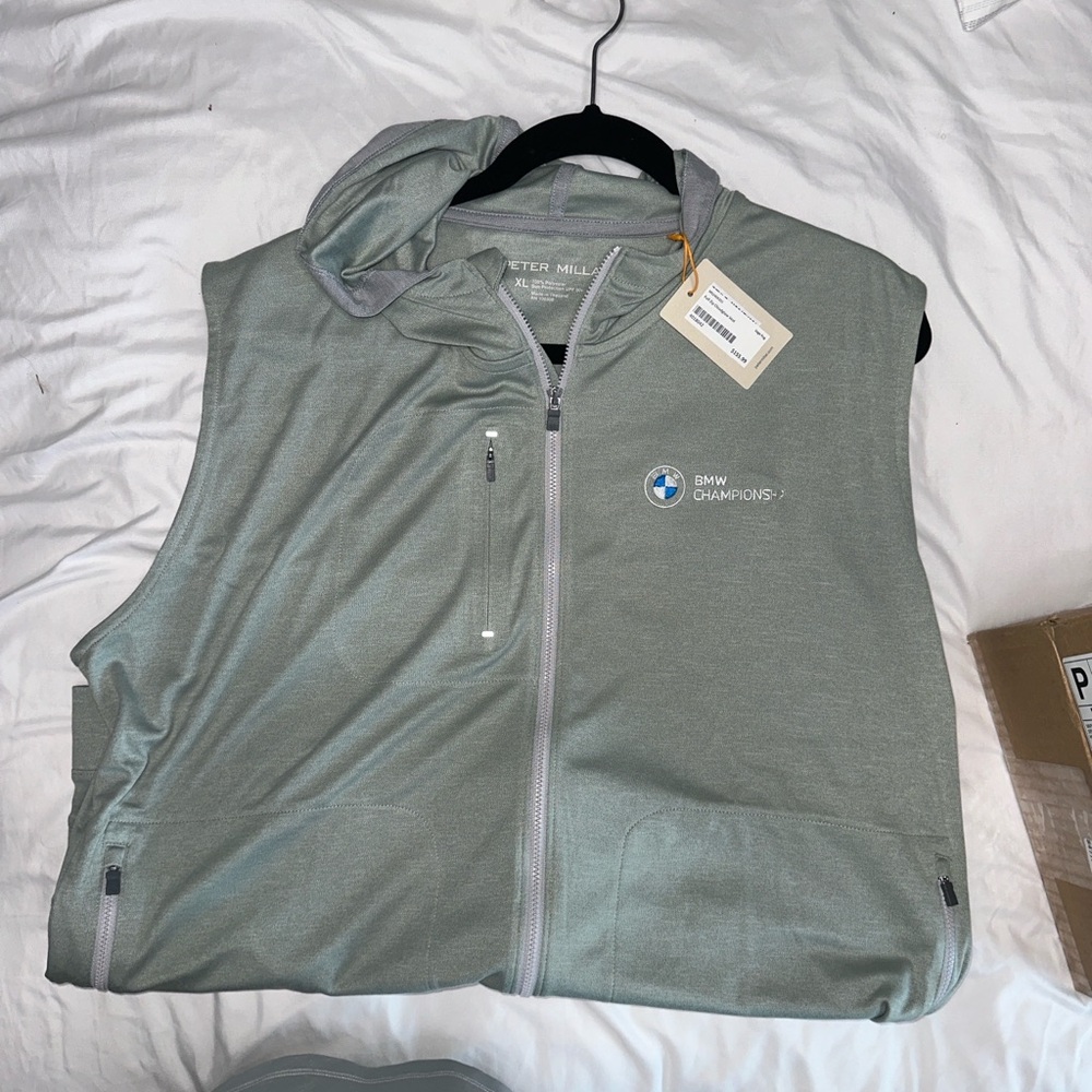 Peter Millar Full Zip Cloudglow Vest- Sage Fog L-from the BMW championship - Picture 8 of 9